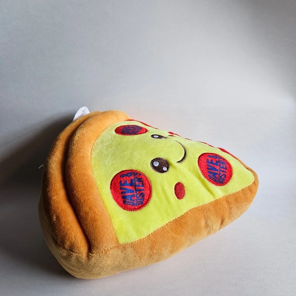 Dave & Busters Pizza Slice Plush Stuffed Toy Yellow Red Pepperoni Logo NWT 9in